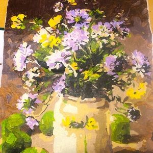 Yellow and purple flowers painting